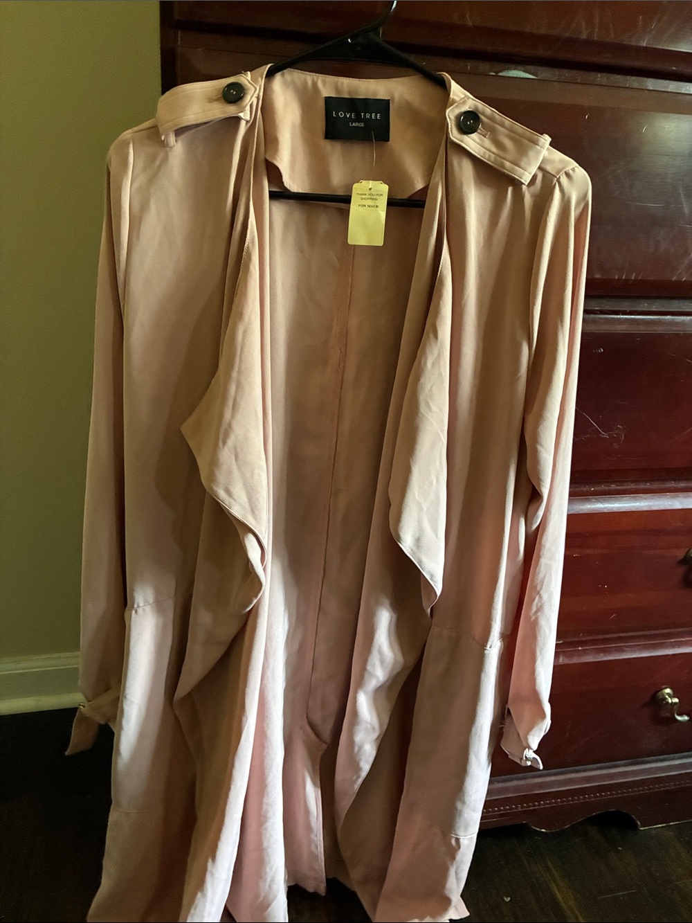 Love Tree Blush Pink Draped Trench Coat